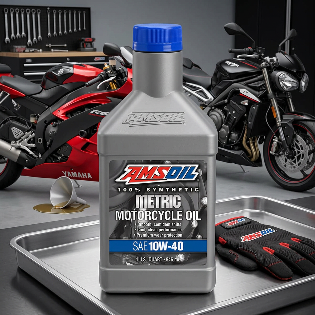 AMSOIL 10W-40 100% Synthetic Motorcycle Oil - Image 2